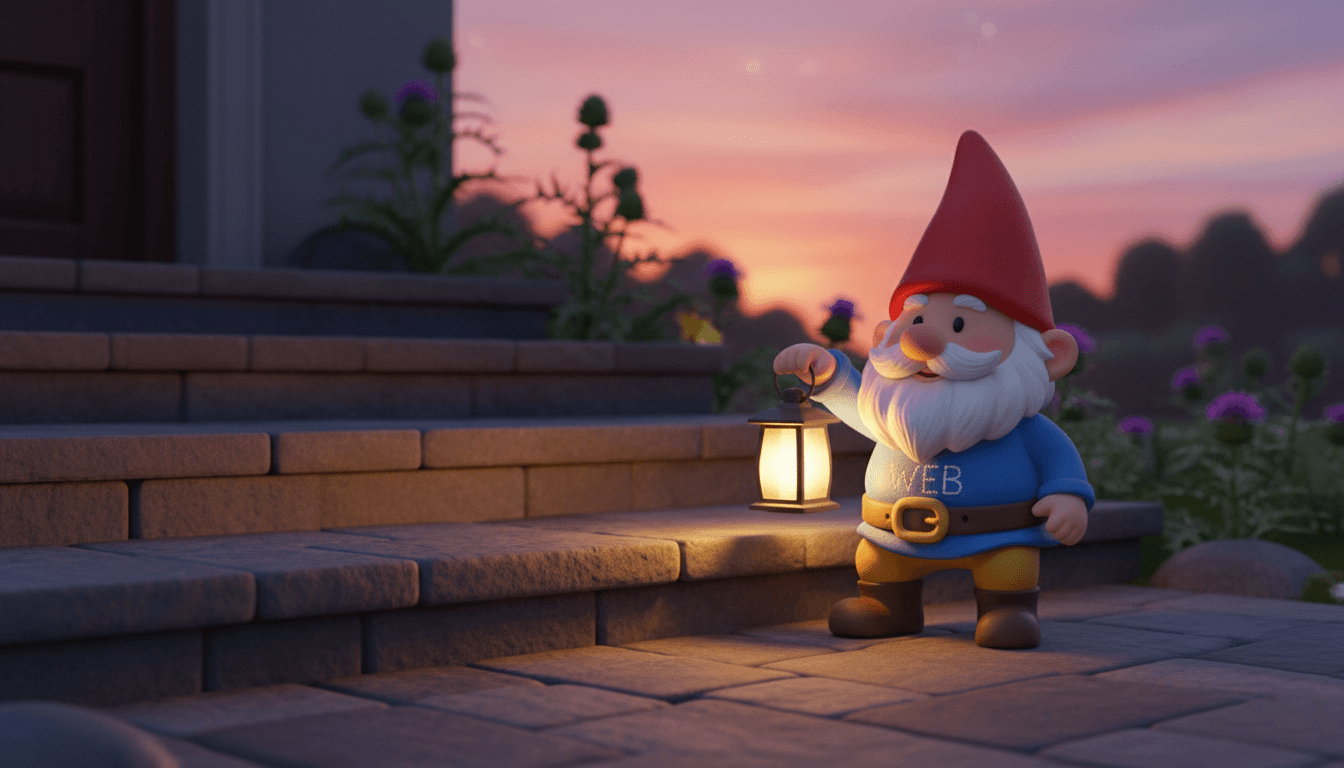 Trpaslík, který plní funkci - osvětluje schody